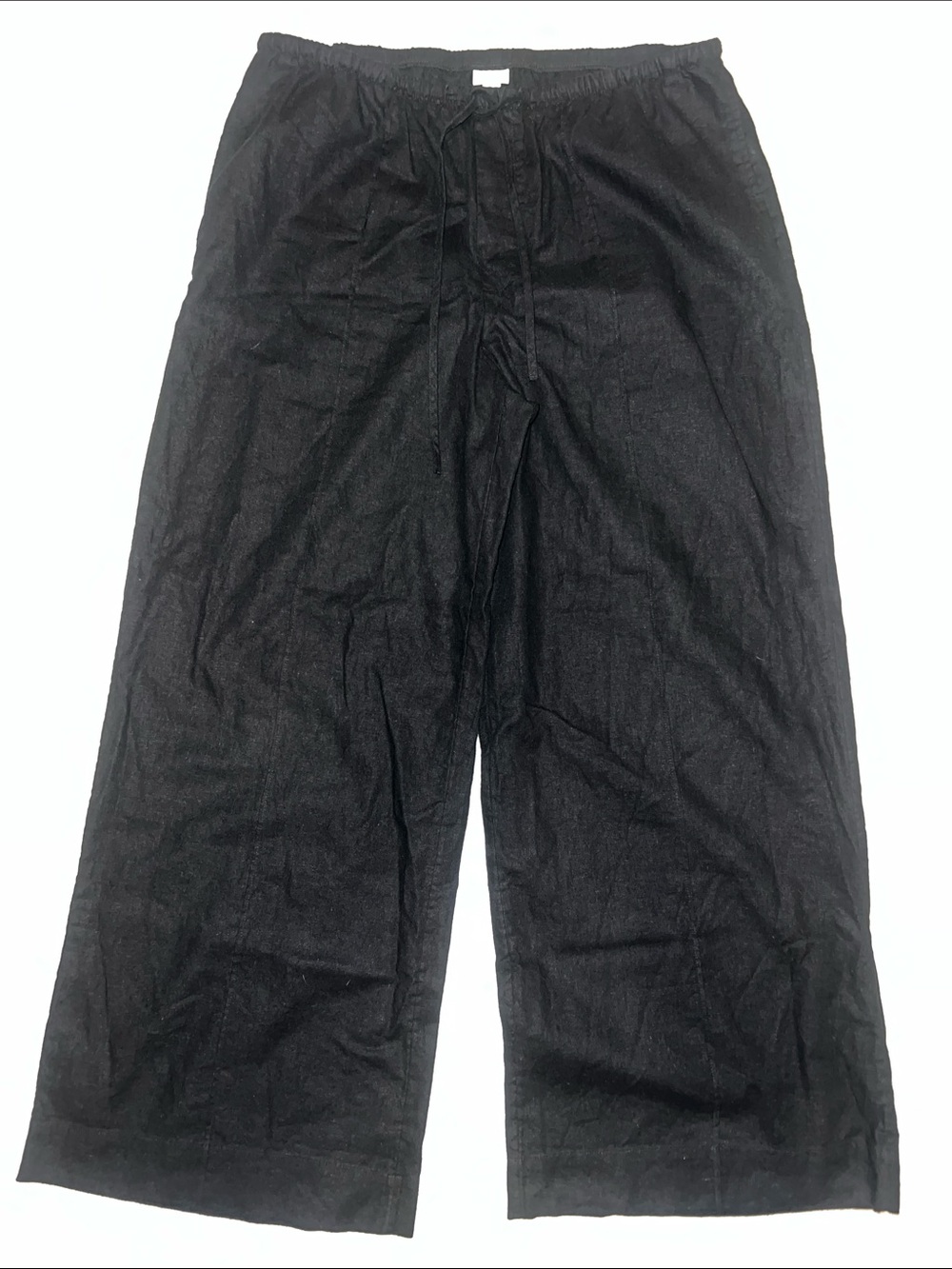 a new day Black Elastic linen Waist Casual Pants